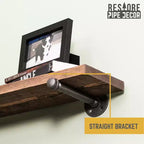 Mensole a muro industriali Sunset Brown da 24" con staffe dritte