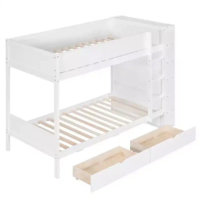Letto a castello, struttura letto a castello in legno con 2 cassetti e armadio multistrato per bambini, ragazzi e adulti