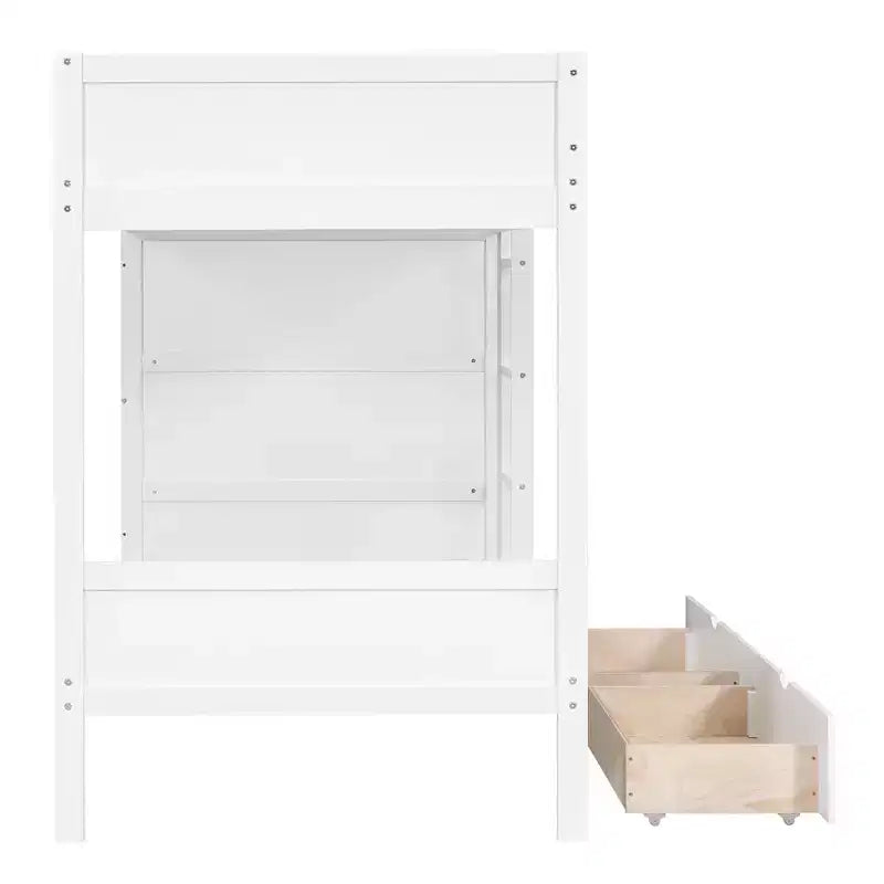 Letto a castello, struttura letto a castello in legno con 2 cassetti e armadio multistrato per bambini, ragazzi e adulti