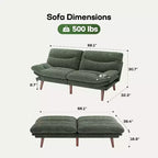 66.1 Divano Letto Futon, Divano Futon con Schienale e Braccioli Regolabili, Divano Letto Piccolo Convertibile per Appartamenti Piccoli, Studio, Ufficio