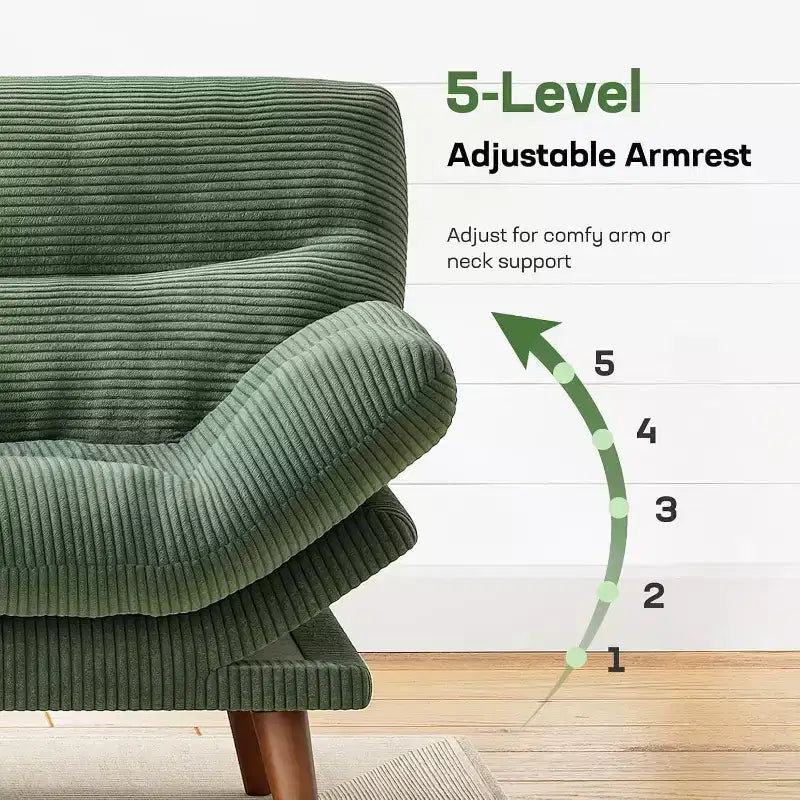 66.1 Divano Letto Futon, Divano Futon con Schienale e Braccioli Regolabili, Divano Letto Piccolo Convertibile per Appartamenti Piccoli, Studio, Ufficio