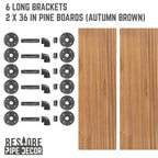 Mensole da parete Autumn Brown da 36" in tubo industriale con staffe a L