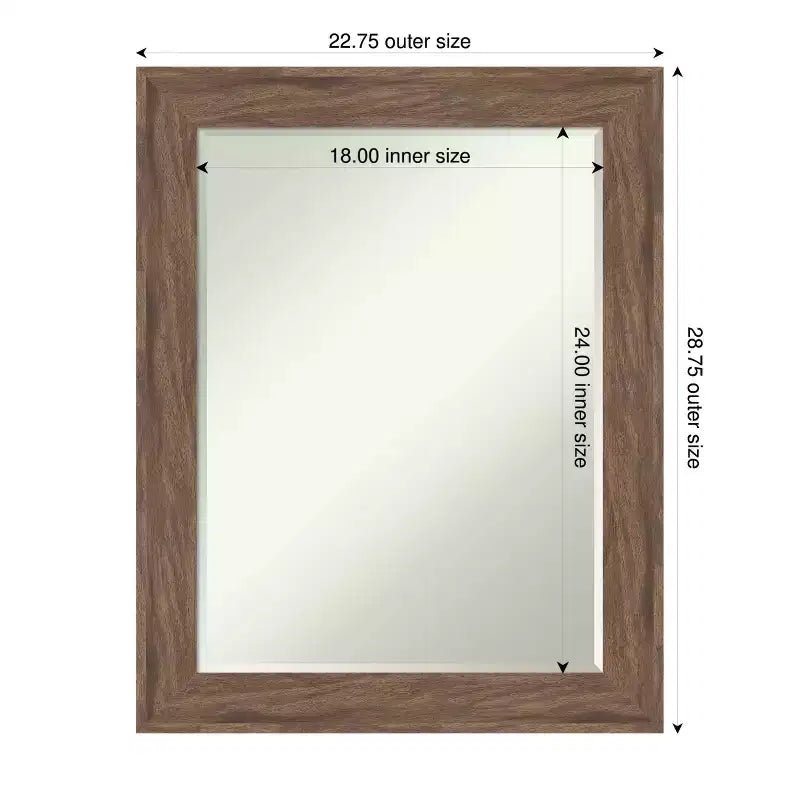 Specchio da parete per bagno Petite Bevel marrone medio – 28,75"x22,75"
