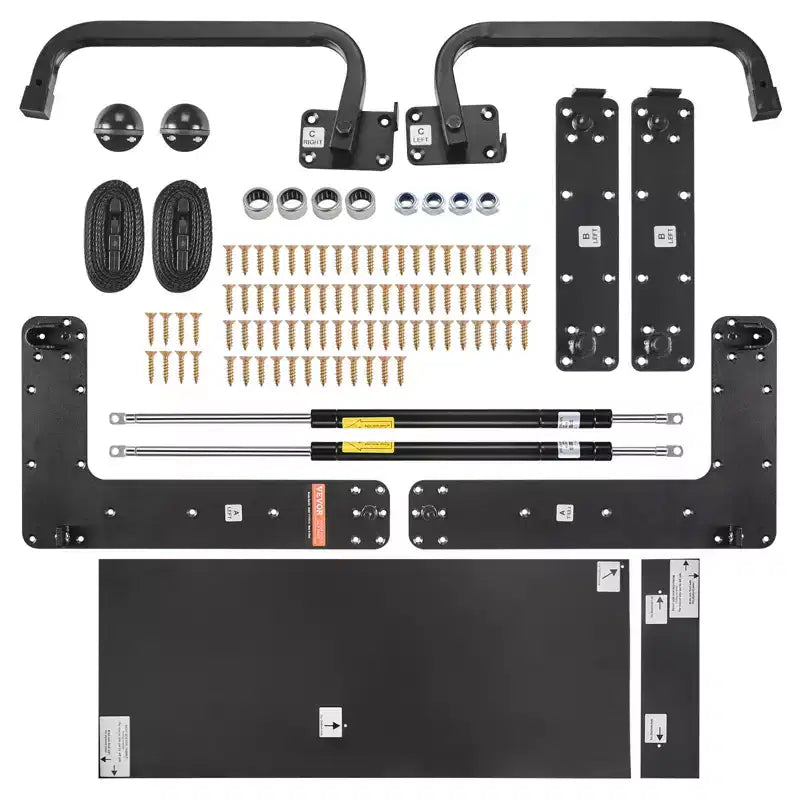 VEVOR Murphy Bed Kit, Queen Size, Deluxe DIY Wall Bed Mechanical Hardware Kit, Pneumatic Lever Heavy Duty Bed Frame Support, Folding Bed,Black