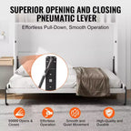 Kit letto a muro fai da te Queen Size – Ferramenta per letto a scomparsa con leva pneumatica, nero
