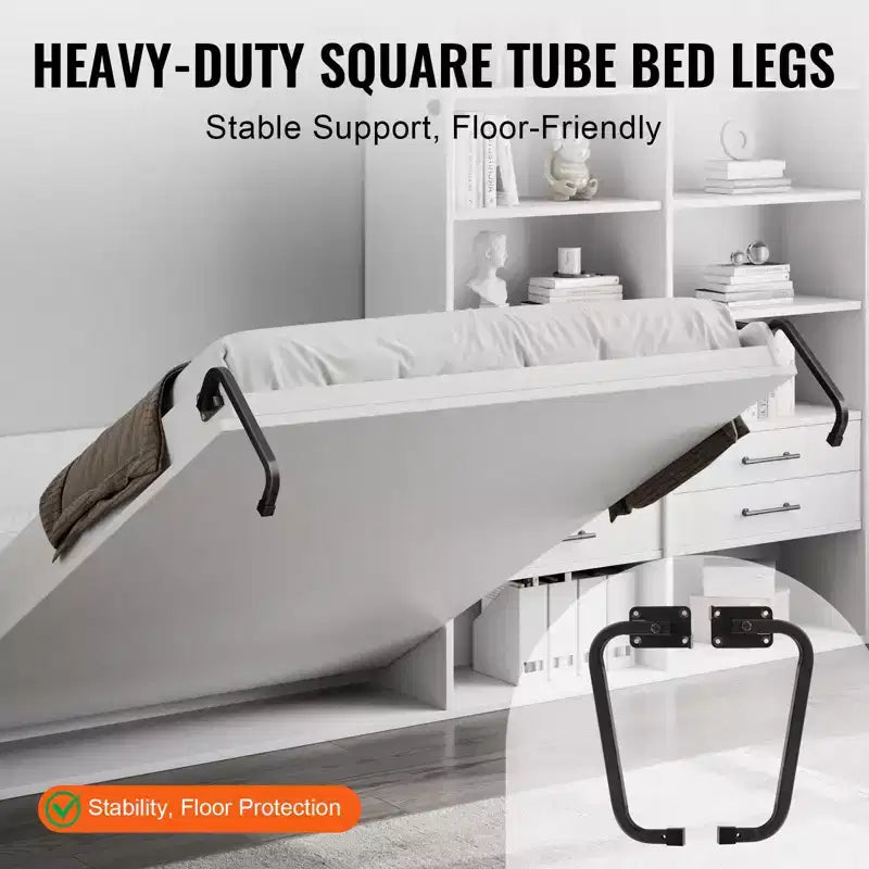 Kit letto a muro fai da te Queen Size – Ferramenta per letto a scomparsa con leva pneumatica, nero