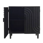 Credenza/Mobile Buffet Scanalato da 150 cm con 4 Ante, Nero Antico, Tavolo da Ingresso, Mobile Contenitore Decorativo, Credenza d'Accento per Soggiorno, Cucina Domestica