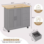 Carrello da Cucina su Ruote da 101 cm con 3 Cassetti, 2 Ante e Portasciugamani