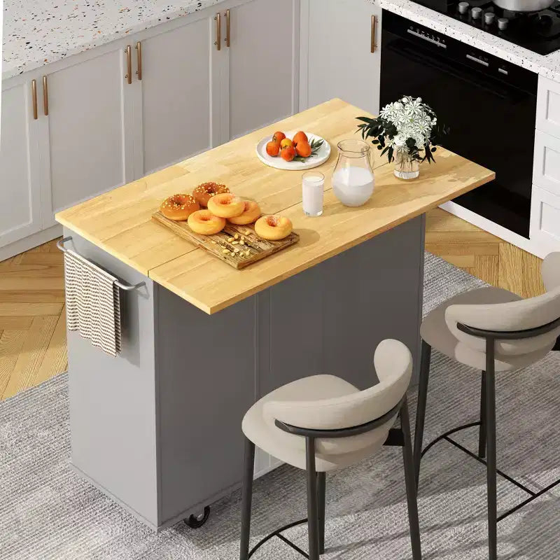 Carrello da Cucina su Ruote da 101 cm con 3 Cassetti, 2 Ante e Portasciugamani