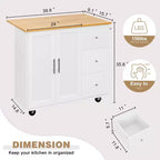 Carrello da Cucina su Ruote da 101 cm con 3 Cassetti, 2 Ante e Portasciugamani