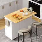 Carrello da Cucina su Ruote da 101 cm con 3 Cassetti, 2 Ante e Portasciugamani