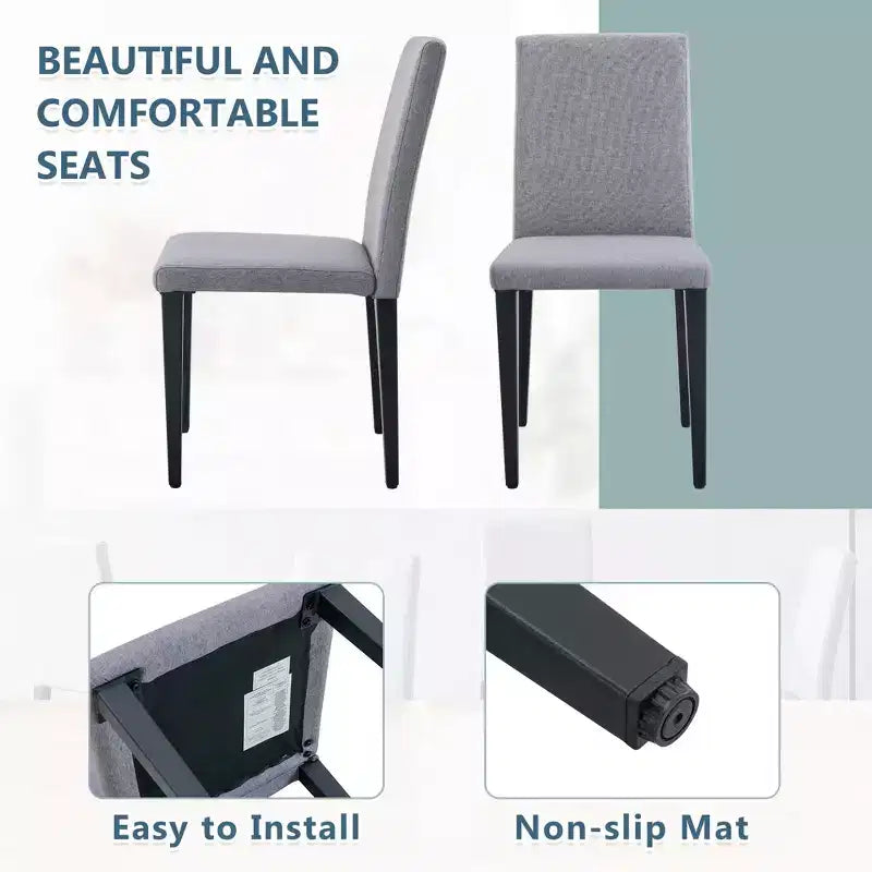 Set di 4 sedie da pranzo moderne minimaliste imbottite con gambe in metallo – Grigio