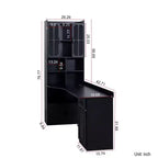 Scrivania moderna a forma di L 2-in-1 da 5" con ante in vetro, cassetti e libreria