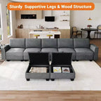 Divano componibile a U grande da 140 pollici con pouf chaise longue, divano modulare convertibile con pouf a 7 posti per soggiorno, ufficio - Grigio