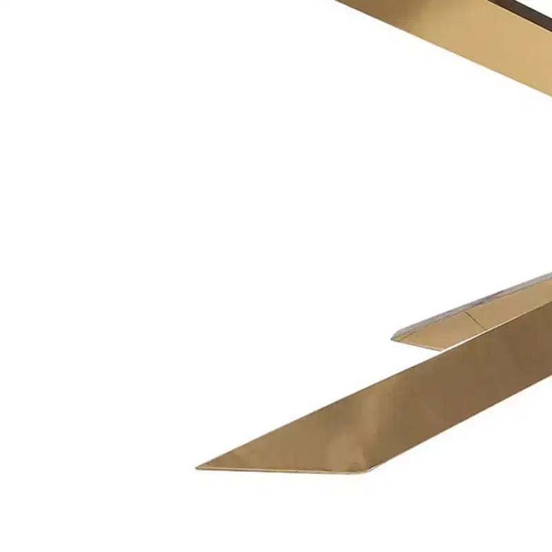 Tavolo da pranzo con base a gambe incrociate in metallo dorato e vetro trasparente da 72"