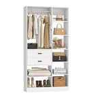 Sistema organizer per armadi indipendente da 40" con ripiani a torre e cassetti in legno