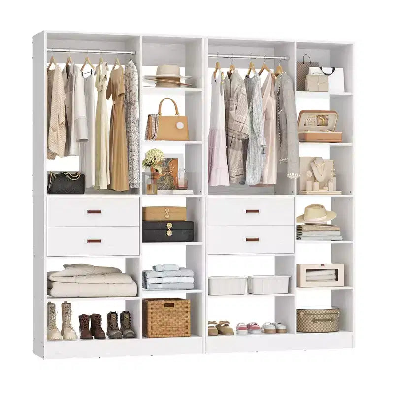 Sistema organizer per armadi indipendente da 40" con ripiani a torre e cassetti in legno