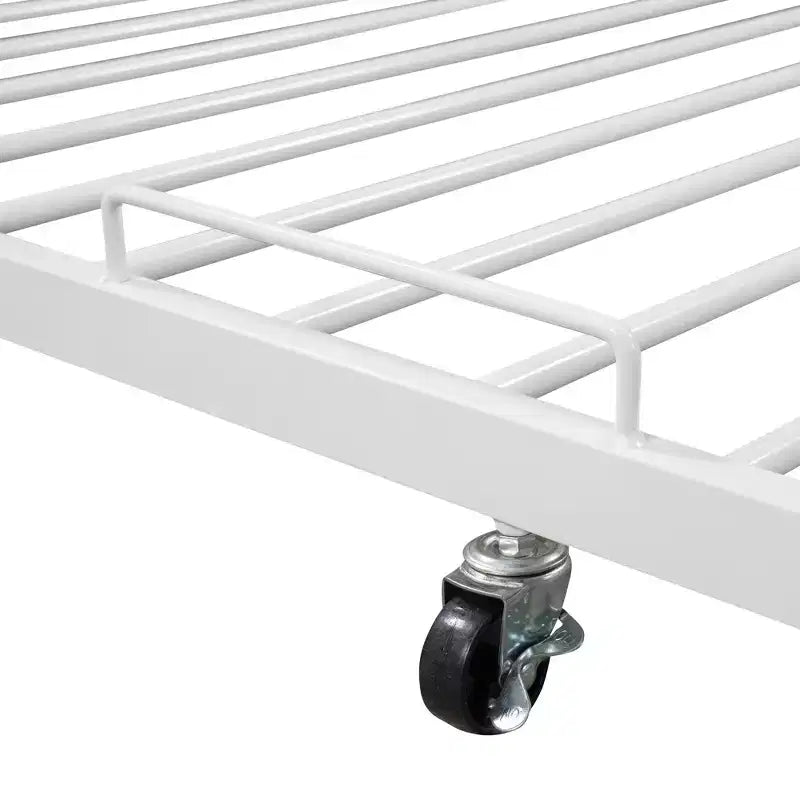 Struttura letto a piattaforma in metallo con letto estraibile, letto a piattaforma con testiera imbottita e porte USB