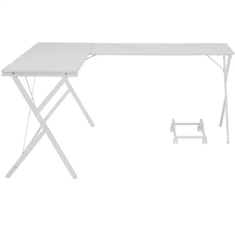 Scrivania angolare minimalista da 62" con gambe incrociate e ampio piano del tavolo