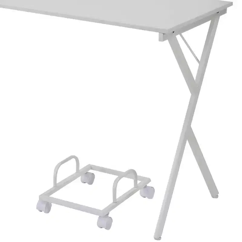 Scrivania angolare minimalista da 62" con gambe incrociate e ampio piano del tavolo