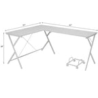 Scrivania angolare minimalista da 62" con gambe incrociate e ampio piano del tavolo