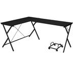 Scrivania angolare minimalista da 62" con gambe incrociate e ampio piano del tavolo
