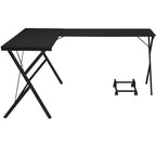 Scrivania angolare minimalista da 62" con gambe incrociate e ampio piano del tavolo