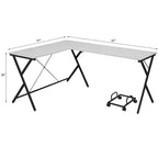 Scrivania angolare minimalista da 62" con gambe incrociate e ampio piano del tavolo