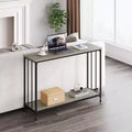 Console Table  Narrow Sofa Table with Glass Shelf & Metal Frame for Entryway/Living Room