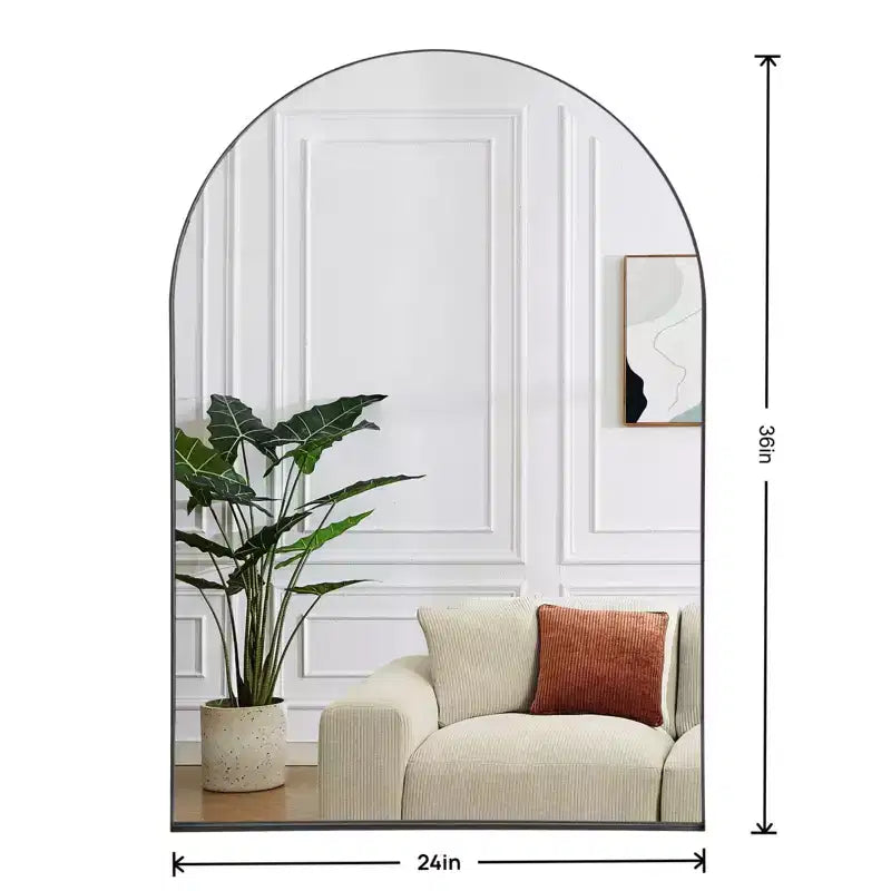 Specchio da parete ad arco con cornice in metallo nero 24"x36" – Bagno, camera da letto e ingresso