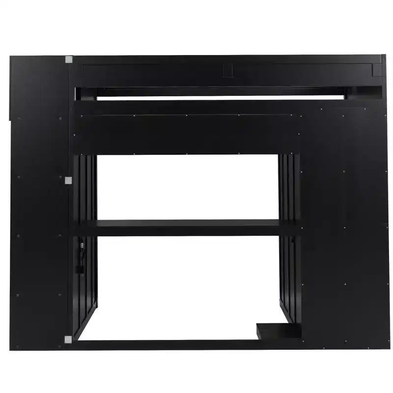 Letto a soppalco da gioco Twin/Full con scrivania, contenitore e luci a LED – Struttura in legno nero