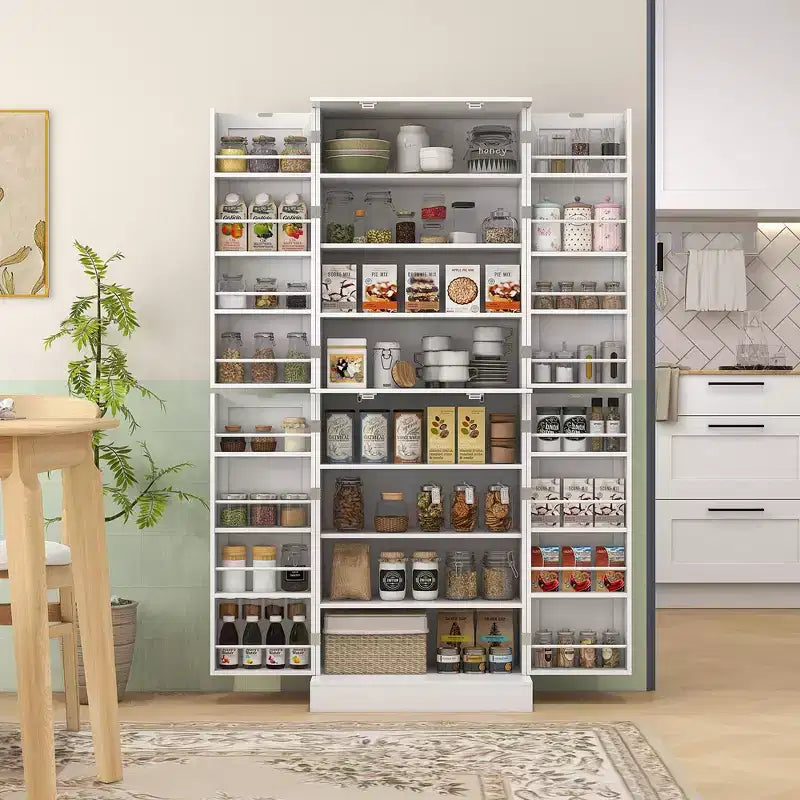 65 mobiletti da cucina, mobile dispensa da cucina con 4 ante e 16 ripiani interni per sala da pranzo