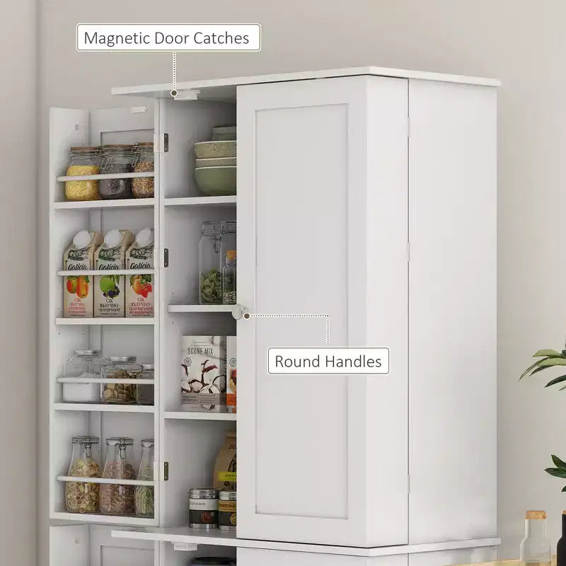 65 mobiletti da cucina, mobile dispensa da cucina con 4 ante e 16 ripiani interni per sala da pranzo