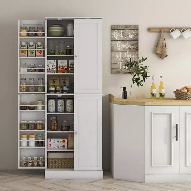 65 mobiletti da cucina, mobile dispensa da cucina con 4 ante e 16 ripiani interni per sala da pranzo