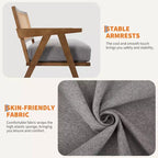 Poltrona d'accento Mid-Century beige/nera/grigia, schienale in rattan, posto singolo