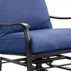 Set di 2 poltrone girevoli a dondolo – Cuscino Blu Navy e Struttura in Acciaio Nero