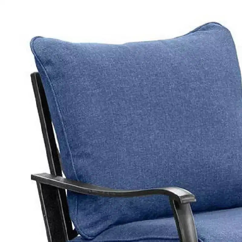Set di 2 poltrone girevoli a dondolo – Cuscino Blu Navy e Struttura in Acciaio Nero
