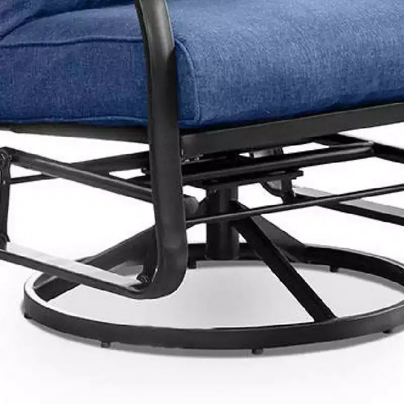 Set di 2 poltrone girevoli a dondolo – Cuscino Blu Navy e Struttura in Acciaio Nero