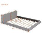 Letto a piattaforma Queen Size in velluto, letto imbottito a terra con telaio solido per bambini e adulti