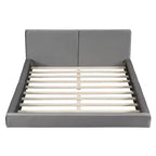 Letto a piattaforma Queen Size in velluto, letto imbottito a terra con telaio solido per bambini e adulti