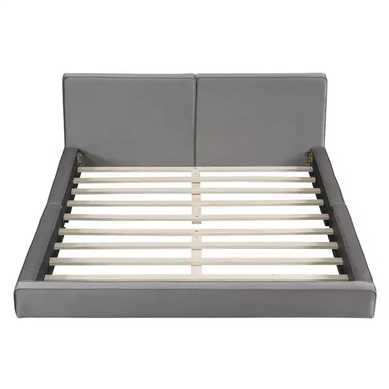 Letto a piattaforma Queen Size in velluto, letto imbottito a terra con telaio solido per bambini e adulti