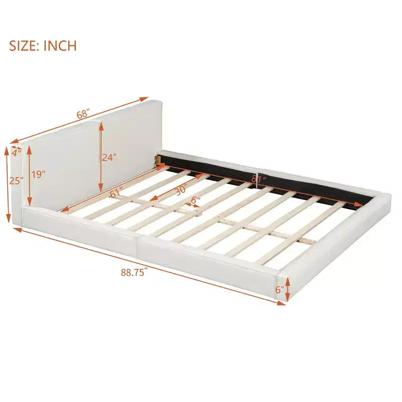 Letto a piattaforma Queen Size in velluto, letto imbottito a terra con telaio solido per bambini e adulti