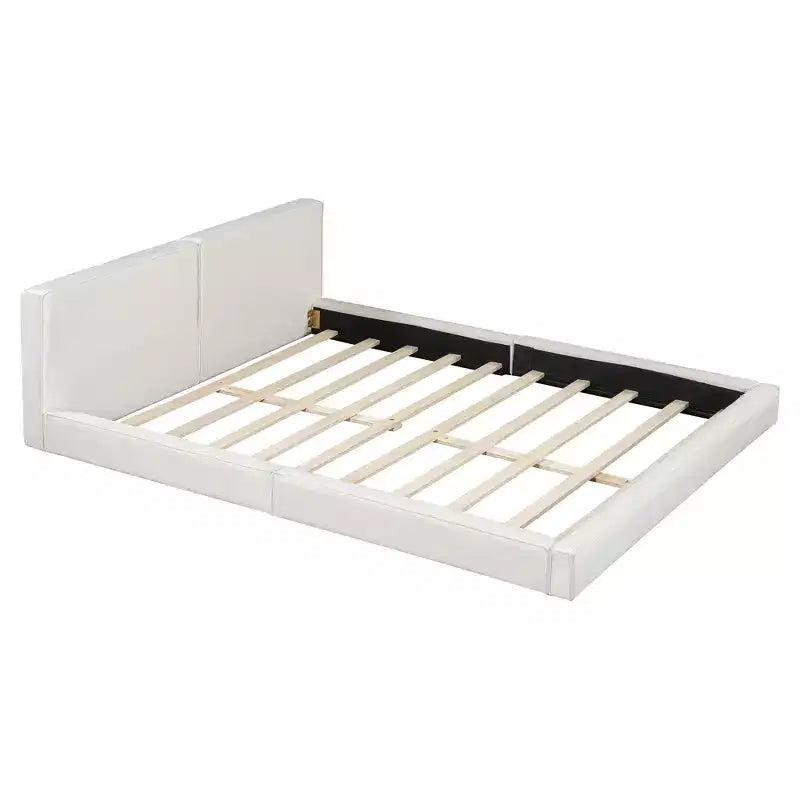 Letto a piattaforma Queen Size in velluto, letto imbottito a terra con telaio solido per bambini e adulti