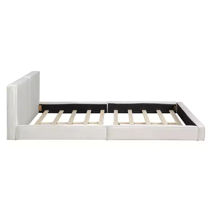 Letto a piattaforma Queen Size in velluto, letto imbottito a terra con telaio solido per bambini e adulti