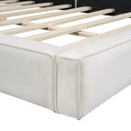 Letto a piattaforma Queen Size in velluto, letto imbottito a terra con telaio solido per bambini e adulti