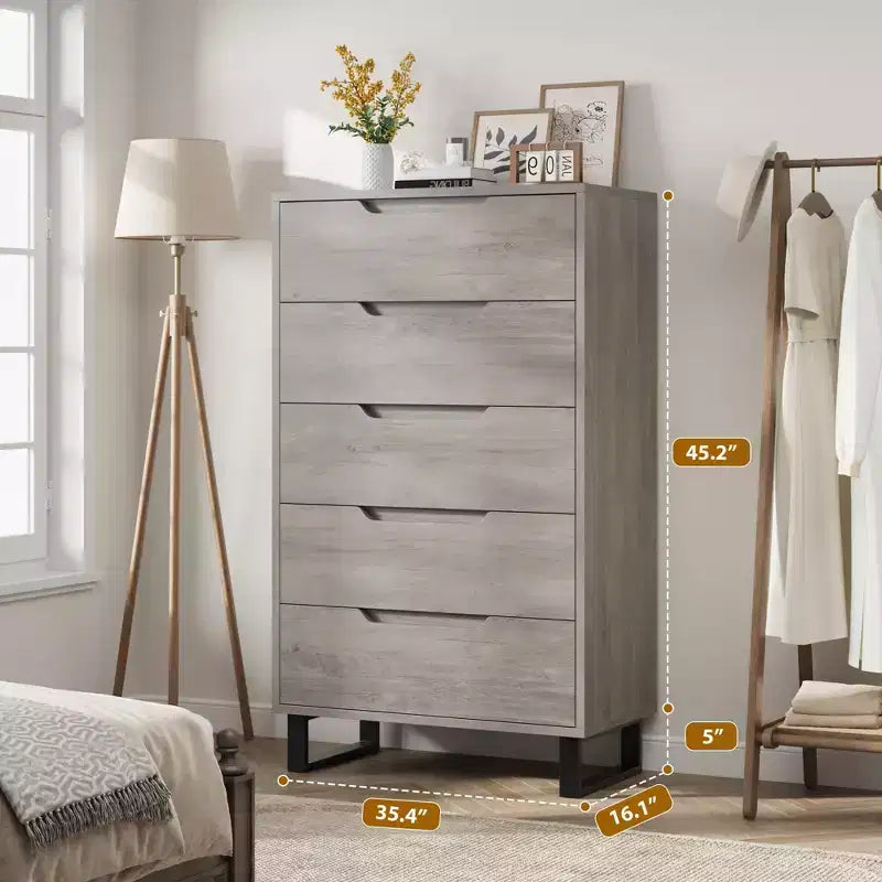 5 Comò per camera da letto, , Armadio in legno Contenitore verticale autonomo per soggiorno