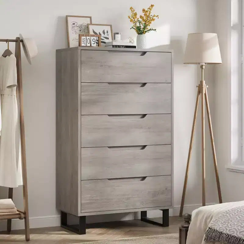 5 Comò per camera da letto, , Armadio in legno Contenitore verticale autonomo per soggiorno