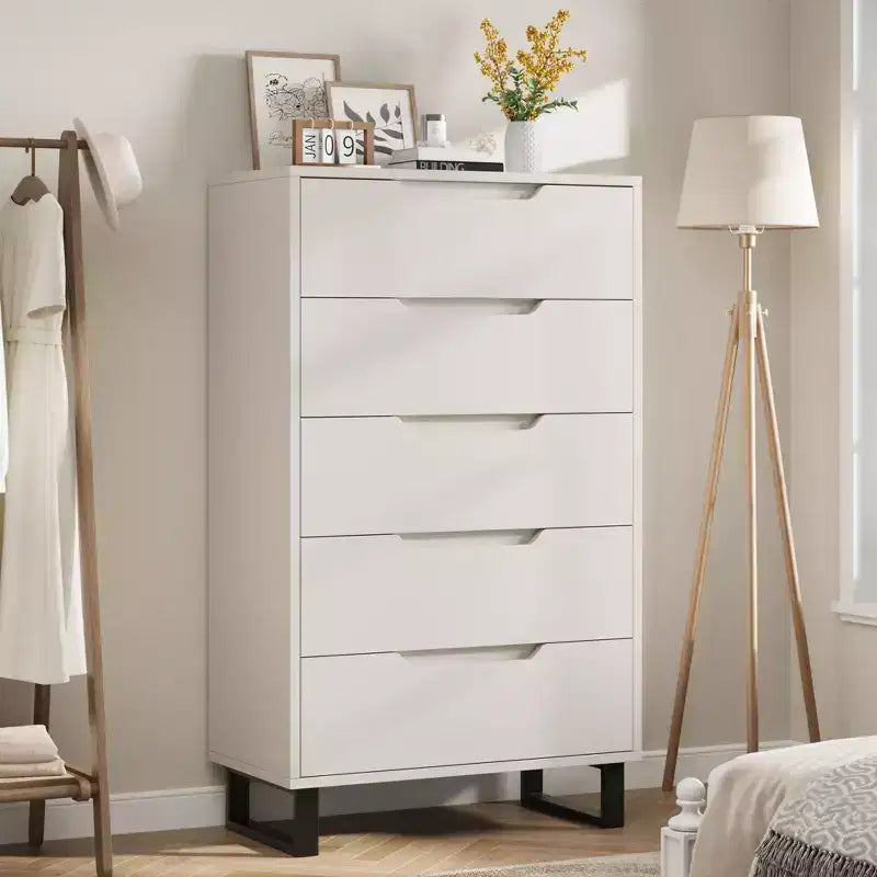 5 Comò per camera da letto, , Armadio in legno Contenitore verticale autonomo per soggiorno