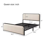 Struttura letto king-size in metallo con testiera curva imbottita e contenitore