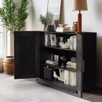 Madia Buffet in Legno Nero da 31" con 2 Ante e Ripiano Regolabile
